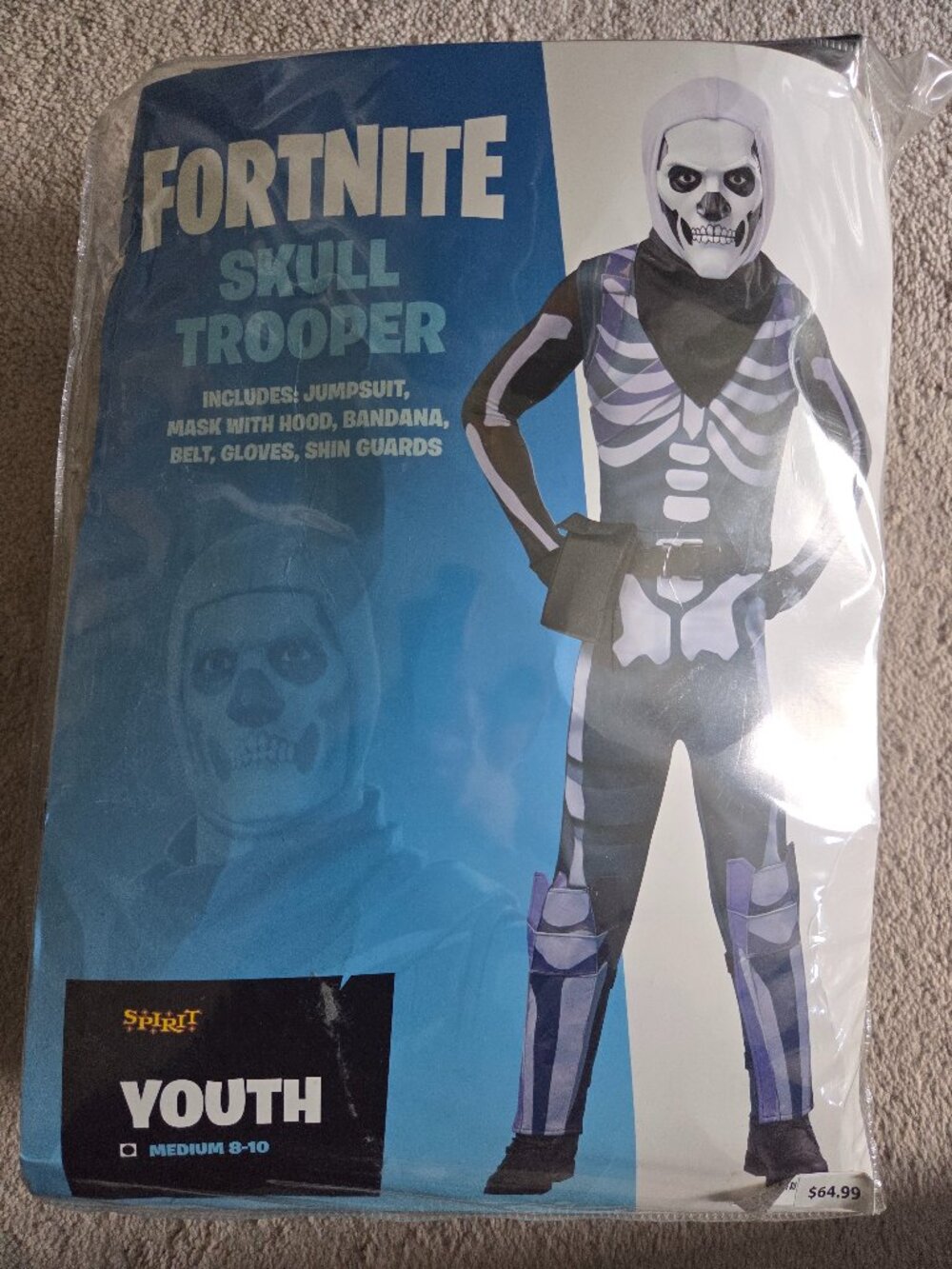 Fortnite Skull Trooper Costume youth size medium 8-10
